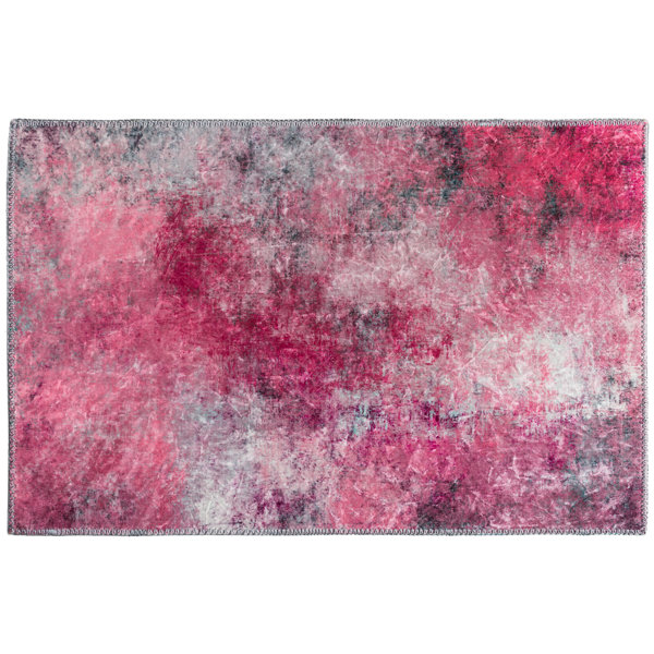 17 Stories Odyssey Performance Pink/Gray Rug Wayfair